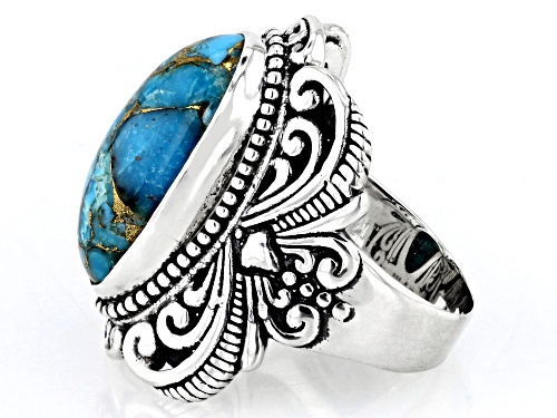 Artisan Collection of Bali™ 10x20mm Blue Mohave Turquoise Sterling Silver Ring - Size 6