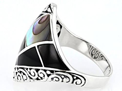 Artisan Collection of Bali™ Abalone Shell & Black Mother-of-Pearl Sterling Silver Ring - Size 6
