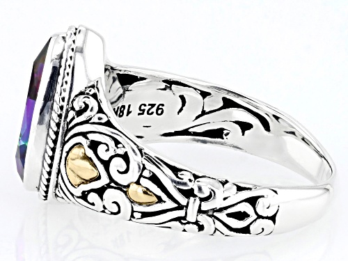 Artisan Collection of Bali™ 2.20ct Magic Green™ Quartz Sterling Silver & 18K Gold Scroll Ring - Size 9