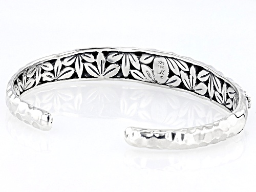 Artisan Collection of Bali™ Sterling Silver & 18K Gold Accents Floral Cuff Bracelet - Size 6.75