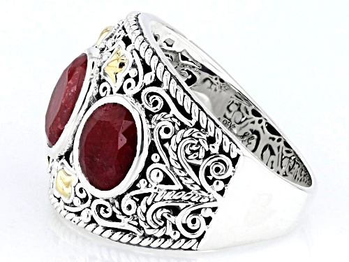 Artisan Collection of Bali™ 5.10ctw Red Corundum 3-Stone Sterling Silver Band Ring - Size 10