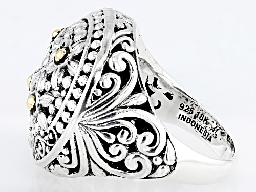 Artisan Collection of Bali™ Sterling Silver & 18K Gold Floral Medallion Ring - Size 6