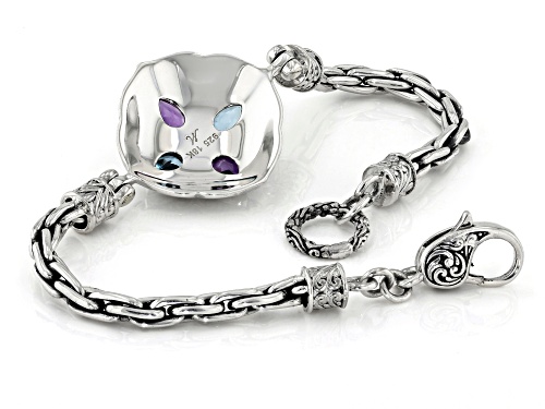 Artisan Collection of Bali™ Amethyst & Swiss Blue Topaz Sterling Silver & 18K Gold Accent Bracelet - Size 7
