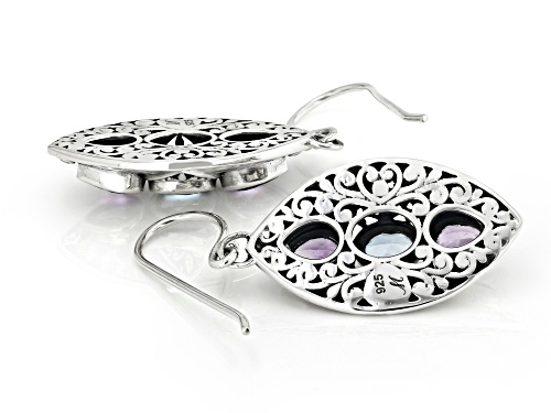 Artisan Collection of Bali™ 1.20ctw Amethyst & 0.84ctw Swiss Blue Topaz Sterling Silver Earrings