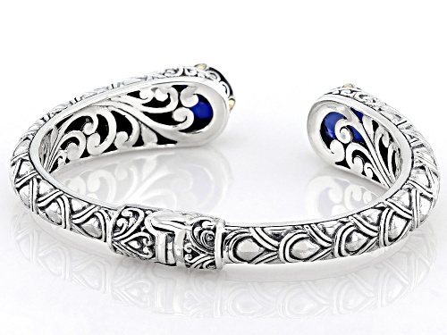 Artisan Collection of Bali™ Lab Blue Sapphire Sterling Silver With 18K Gold Accent Bracelet - Size 6.25