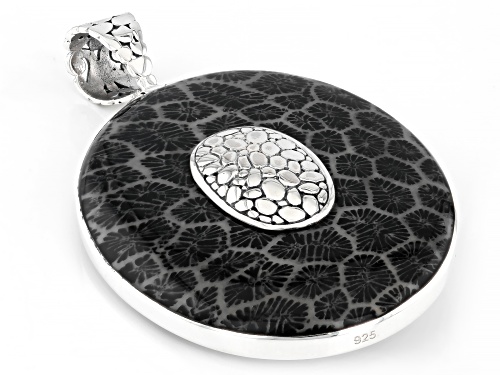 Artisan Collection of Bali™ Mother-of-Pearl & Black Sponge Coral Sterling Silver Reversible Pendant