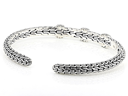 Artisan Collection of Bali™ 1.45ctw White Zircon Sterling Silver Weave Bracelet - Size 7.5