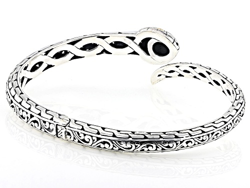 Artisan Collection of Bali™ 0.59ctw White Zircon Sterling Silver & 18K Gold Snake Bracelet - Size 7.5