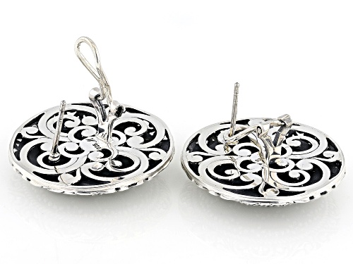 Artisan Collection of Bali™ 9.94ctw Black Sapphire Sterling Silver Button Earrings