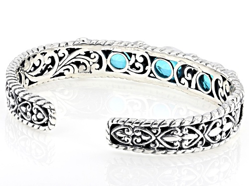 Artisan Collection of Bali™ Blue Paraiba Color Quartz Doublet Silver & 18K Gold Accents Bracelet - Size 6.75