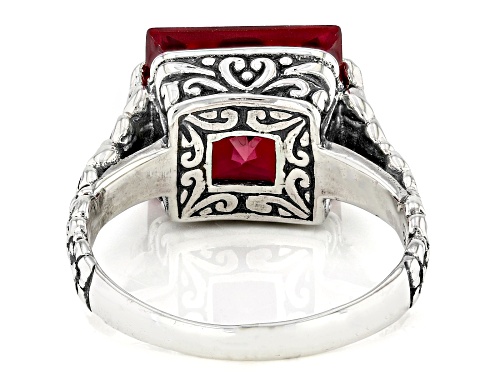 Artisan Collection of Bali™ 6.88ct Lab Created Ruby Sterling Silver & 18K Gold Accents Floral Ring - Size 9