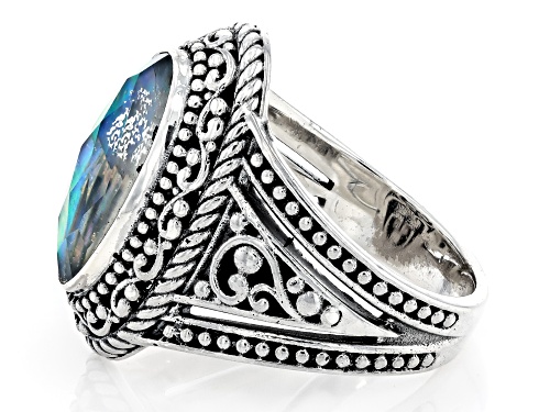 Artisan Collection of Bali™ 16x8mm Abalone Doublet Sterling Silver Scrollwork Ring - Size 6
