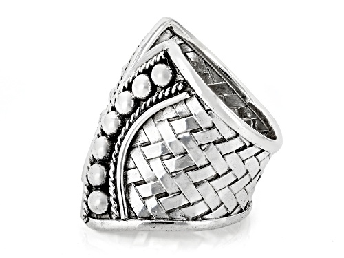 Artisan Collection of Bali™ Sterling Silver Basket Weave & Beaded Corset Ring - Size 8