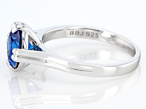 Bella Luce ® 3.17ctw Blue Sapphire Simulant Rhodium Over Sterling Silver Ring - Size 8