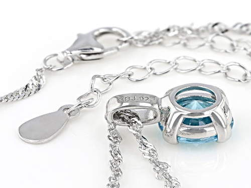 Bella Luce ® 3.18ctw Aquamarine Simulant Rhodium Over Sterling Silver Pendant With Chain