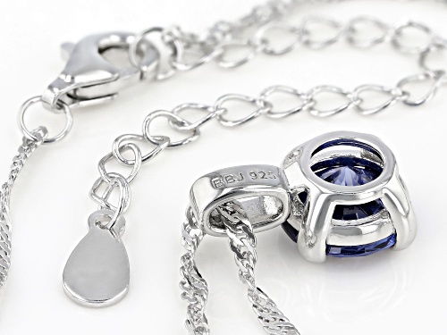 Bella Luce ® Esotica™ 2.00ctw Tanzanite Simulant Rhodium Over Sterling Silver Pendant With Chain