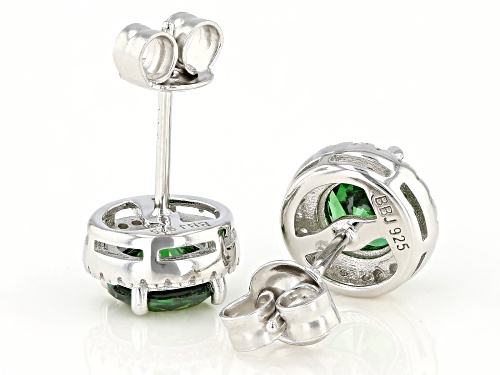 Bella Luce ® 2.80ctw Emerald And White Diamond Simulants Rhodium Over Sterling Silver Earrings