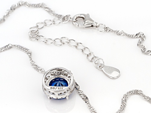 Bella Luce® 3.51ctw Blue Sapphire & White Diamond Simulants Rhodium Over Silver Pendant With Chain
