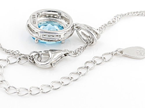 Bella Luce® 3.00ctw Aquamarine And White Diamond Simulants Rhodium Over Silver Pendant With Chain
