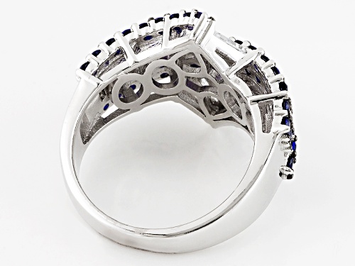 Bella Luce ® 4.12ctw Blue Sapphire And White Diamond Simulants Rhodium Over Sterling Silver Ring - Size 5