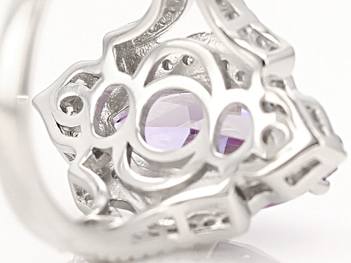Bella Luce ® 7.01ctw Lavender And White Diamond Simulants Rhodium Over Sterling Silver Ring - Size 5