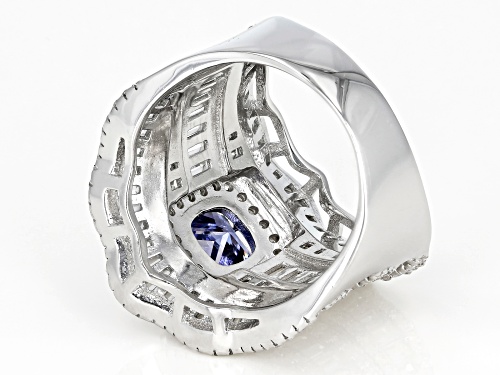 Bella Luce ® 8.58ctw Tanzanite And White Diamond Simulants Rhodium Over Sterling Silver Ring - Size 5