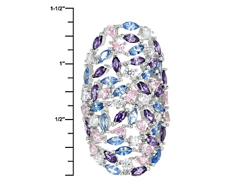 Bella Luce®8.07ctw Blue, Pink,Purple And White Diamond Simulants Rhodium Over Sterling Silver Ring - Size 7