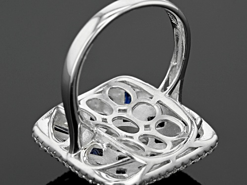 Bella Luce ® 8.09ctw White Diamond Simulant And Lab Created Blue Spinel Rhodium Over Silver Ring - Size 5
