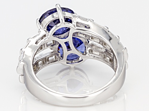 Bella Luce ® Esotica ™10.12ctw Tanzanite And White Diamond Simulants Rhodium Over Sterling Ring - Size 11