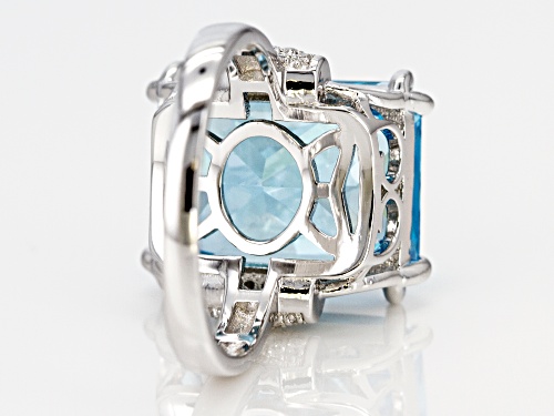 Bella Luce®Esotica™20.57ctw Neon Apatite And White Diamond Simulants Rhodium Over Sterling Ring - Size 5