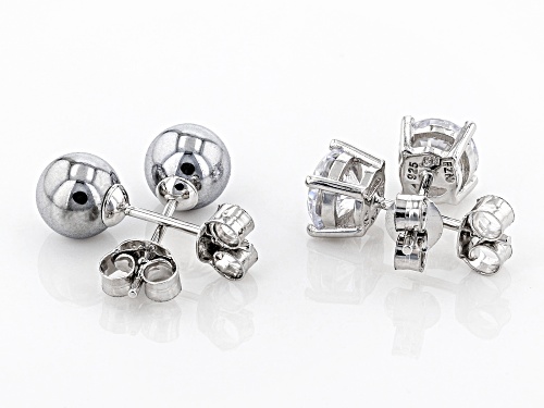 Bella Luce® 2.72ctw White Diamond Simulant and Hematine Stud Earrings- Set of 2