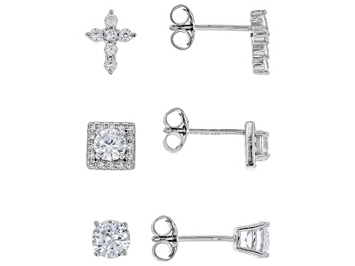 Bella Luce® 4.74ctw Rhodium Over Sterling Silver Earrings- Set of 3 (2.72ctw DEW)