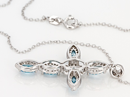 Bella Luce®2.38ctw Aquamarine and White Diamond Simulants Rhodium Over Sterling Pendant With Chain