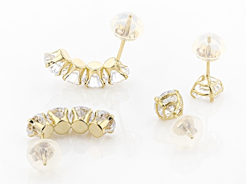 Bella Luce ® 4.77CTW White Diamond Simulant 14K Yellow Gold Earrings Set Of 2