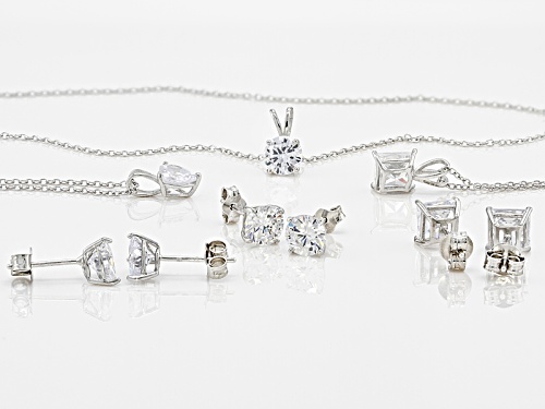 Bella Luce ® 13.72ctw Rhodium Over Sterling Silver Pendants With Chain And Earrings- Set Of 6