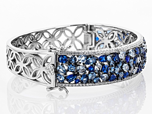 Bella Luce ® 23.26CTW Blue Sapphire & White Diamond Simulants Rhodium Over Silver Bracelet - Size 7