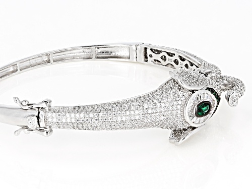 Bella Luce®8.63ctw Emerald,White and Black Diamond Simulants Rhodium Over Silver Elephant Bracelet - Size 7