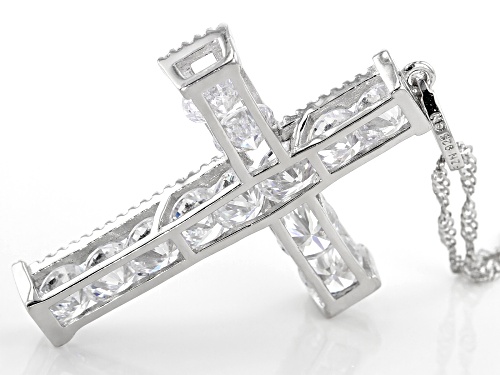 Bella Luce ® 11.84CTW White Diamond Simulant Rhodium Over Silver Cross Pendant With Chain