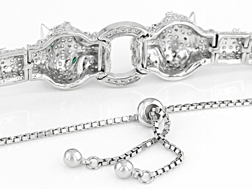 Bella Luce ® 5.88CTW Emerald & Diamond Simulants Rhodium Over Silver Adjustable Panther Bracelet