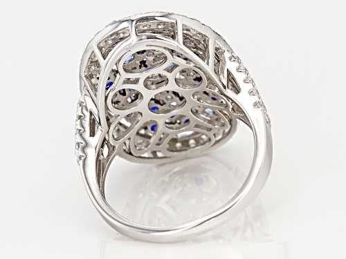 Bella Luce ® 2.99CTW Blue Sapphire, Blue & White Diamond Simulants Rhodium Over Silver Ring - Size 5