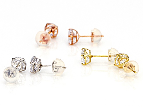 Bella Luce ® 4.51CTW White Diamond Simulant 10K Yellow, Rose, & White Gold Earrings Set Of 3