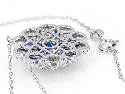 Bella Luce ® 3.87CTW Blue Sapphire & White Diamond Simulants Rhodium Over Silver Necklace - Size 18