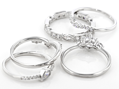 Bella Luce ® 3.88CTW White Diamond Simulant Rhodium Over Sterling Silver Rings Set Of 5 - Size 10