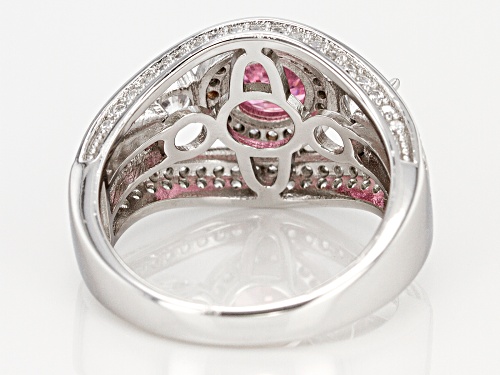 Bella Luce ® 4.17CTW Pink & White Diamond Simulants Rhodium Over Sterling Silver Ring - Size 7