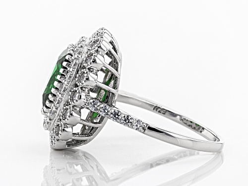 Bella Luce ® 4.84CTW Emerald And White Diamond Simulants Rhodium Over Sterling Silver Ring - Size 11