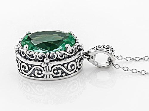 Bella Luce ® 9.38CTW Caribbean Green™ Lab Created Spinel Rhodium Over Silver Pendant With Chain