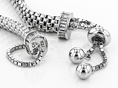 Bella Luce ® 0.72CTW White Diamond Simulant Rhodium Over Sterling Silver Adjustable Bracelet