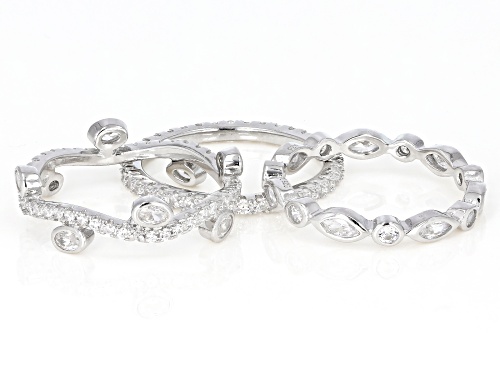 Bella Luce ® 3.33CTW White Diamond Simulant Rhodium Over Silver Rings Set Of 3 (3.00CTW DEW) - Size 6