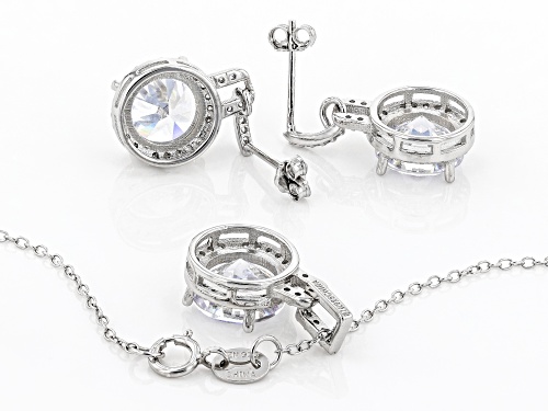 Bella Luce ® 14.11ctw Rhodium Over Silver Pendant With Chain and Earrings (8.68ctw DEW)