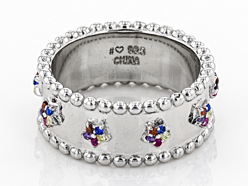 Bella Luce ® 0.40ctw Multicolor Gem Simulants And Lab Blue Spinel Rhodium Over Silver Band Ring - Size 5